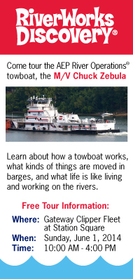 Free tours of towboat M/V Chuck Zebula, June 1, 2014, 10:00-4:00, at Station Square.